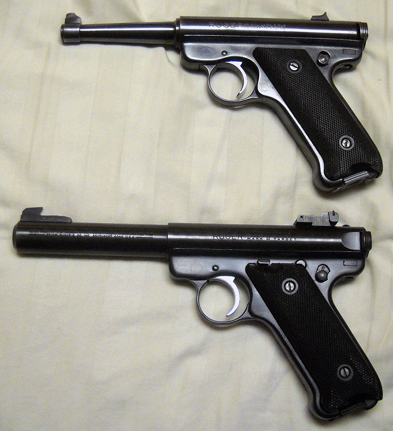 top: Ruger Standard (Mk I), bottom: Ruger Mk II Target